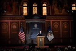Facebook CEO Mark Zuckerberg speaks at Georgetown University in Washington, Oct. 17, 2019.