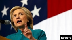 U.S. Democratic presidential candidate Hillary Clinton speaks at a campaign event in Des Moines, Iowa, June 14, 2015.