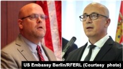 Američki ambasador na Kosovu Džefri Hovenije i predsednik Srpske liste Goran Rakić (Foto: US Embassy Berlin/RFERL)