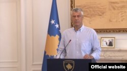 Predsednik Kosova Hašim Tači na dana[njoj konferenciji za novinare u Prištini