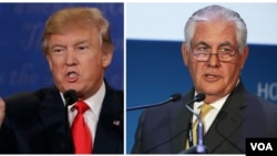Donald Trump, left, and Rex Tillerson are shown in this composite image.