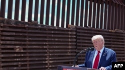 Former US President and Republican presidential candidate Donald Trump speaks about immigration and border security near Coronado National Memorial in Montezuma Pass, Arizona, August 22, 2024. (Photo by Olivier TOURON / AFP)