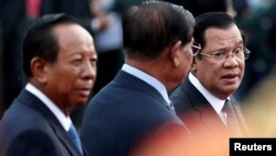 In this photo taken on Nov. 10, Cambodia's Prime Minister Hun Sen attends the annual Water Festival on the Tonle Sap river in Phnom Penh.