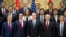 (L) U.S. Ambassador to China Terry Branstad, U.S. Treasury Secretary Steven Mnuchin, U.S. Trade Representative Robert Lighthizer, Chinese Vice PM Liu He, and People's Bank of China Governor Yi Gang pose for a group photo at the Diaoyutai State Guesthouse in Beijing, Feb. 15, 2019