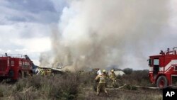 'Yan kwanakwana da masu aikin ceto a wurin da jirgin saman ya fadi