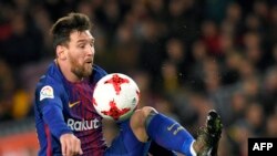 Lionel Messi wa Argentina katika mechi na timu yake ya Barcelona, January 2018. / AFP PHOTO / LLUIS GÈNE