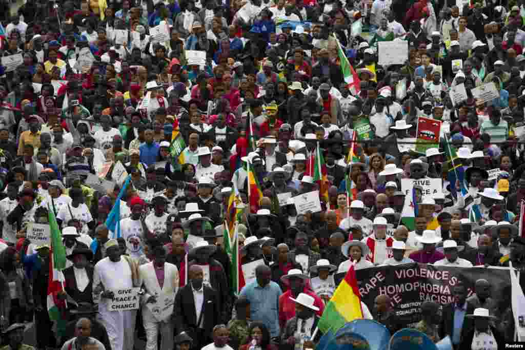 Hundreds of people participate in a peace march after anti-immigrant violence flared in Durban, April 16, 2015.