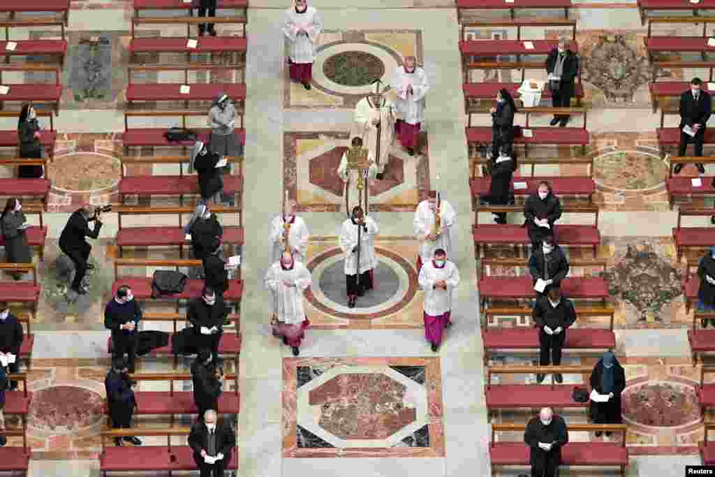 Pope Francis conducts a Mass for the Feast of Epiphany in St. Peter's Basilica at the Vatican. (Credit: Vatican Media)