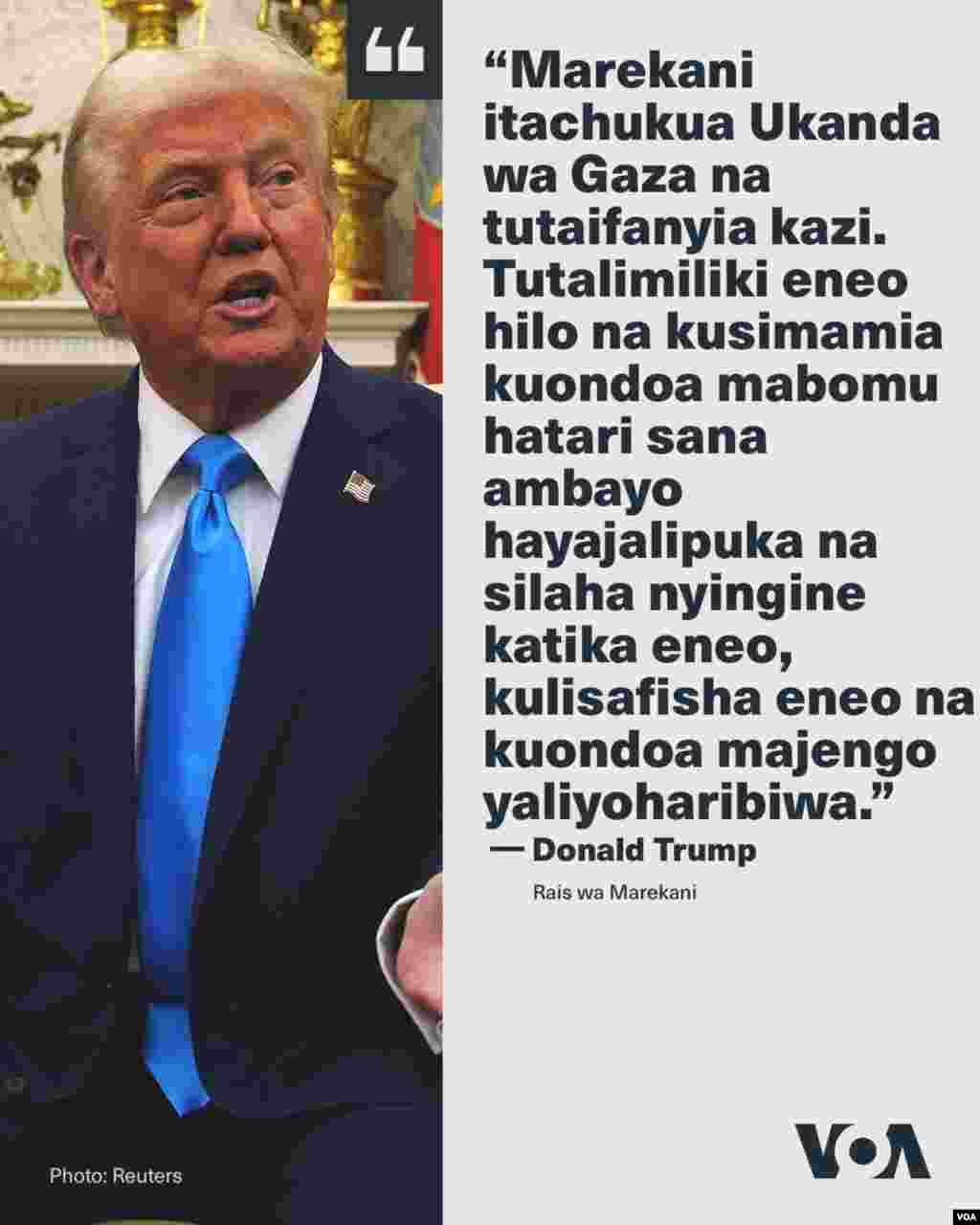 Marekani Kulisimamia eneo la Gaza kuondoa mabomu