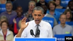 Barak Obama Sinsinnatida saylovchilar oldida nutq so'zlamoqda, 17-sentabr, 2012-yil.