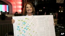 SAG Awards Executive Producer Kathy Connell holds the seating chart of the ceremony at the 25th Annual SAG Awards "Cocktails with the SAG Awards" event at the Shrine Auditorium and Expo Hall in Los Angeles, Jan. 24, 2019.