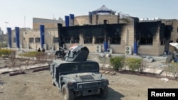 A military vehicle of the Iraqi security forces is pictured near the University of Anbar, in Anbar province, July 28, 2015.