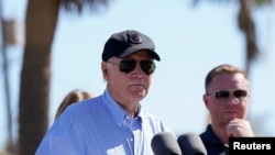 Biden akitoa hotuba yake baada ya kutembelea waathiriwa wa Milton jimboni Florida Jumapili.