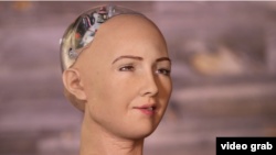 Sophia is a talking robot that can imitate 62 human facial expressions. (CNBC)