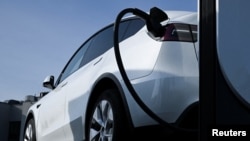 Լիցքավորման կանգնած Tesla ավտոմեքենան։ Վիլդաու, Բեռլինի մոտ, մարտի 20, 2024թ․։