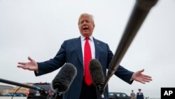 دونالد ترامپ، ۳۱ مه در گفتگو با خبرنگاران در پایگاه هوایی آندروز