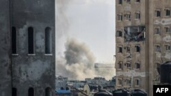 Од израелското бомбардирање источно од Рафа во јужниот дел на појасот Газа, на 15 февруари 2024 година