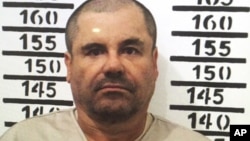 FILE - Mexico's most wanted drug lord, Joaquin "El Chapo" Guzman, stands for his prison mug shot at the Altiplano maximum security federal prison in Almoloya, Mexico, Jan. 8, 2016.