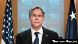 U.S. Secretary of State Blinken holds a media briefing on Afghanistan, in Washington