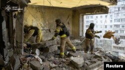 بقایای یک آپارتمان پس از حمله پهپادی روسیه به سومی. آرشیو