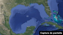 Captura de pantalla de un mapa que hace referencia al ahora conocido por EEUU como "Golfo de América", con el nombre reconocido internacionalmente: "Golfo de México".