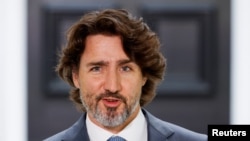 加拿大總理杜魯多在渥太華的一個記者會上（2021年6月22日）