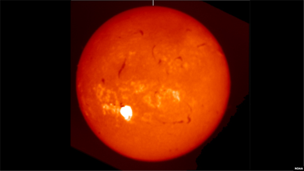 Solar flares are intense, short-lived releases of energy. (Photo: NOAA Space Weather Prediction Center)