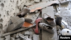 Athari ya mashambulizi yanayoendelea nchini Libya ambapo makazi ya watu yameangamizwa huko Tripoli, Libya, April 15, 2019.