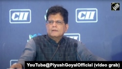 印度商务与工业部长皮尤什·戈亚尔在印度工业联合会(CII)第20届全球可持续峰会上发表讲话。(2025年9月2日) 