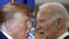 (Archives): Le candidat républicain à la présidence des États-Unis et l'ancien président Donald Trump à Concord, dans le New Hampshire, le 19/01/2024, et le président des États-Unis Joe Biden à Culver City, en Californie, le 19/02/2024
