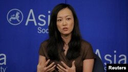 蘇·米·特里(韓名：金秀美)2017年6月19日在美國紐約亞洲協會舉行的“半島危機：對美韓聯盟的影響”討論會上發言。 (資料照片)