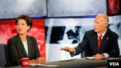 Las encuestas dan una ligera y cerrada ventaja al republicano Rick Scott.