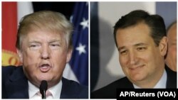 A gauche, Donald Trump et à droite, Ted Cruz.