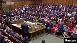 Waziri Mkuu Boris Johnson akizungumza baada ya matokeo ya kura katika Bunge Septemba 3, 2019, Picha kutoka REUTERS - RC11A5310AF0