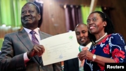 Raila Odinga na mgombea mwenza Martha Karua, picha ya Reuters