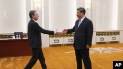 美国国务卿布林肯2023年6月19日在北京会见中国国家主席习近平。（美联社）