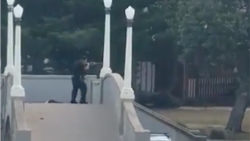 悉尼邦迪海滩附近拍摄的视频截图显示，一名枪手2025年12月14日在光明节首夜庆祝活动中开枪，造成15人死亡。