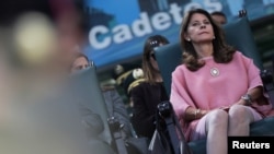 La vicepresidenta colombiana, Marta Lucía Ramírez, asiste a una ceremonia de ascenso en una escuela militar en Bogotá, Colombia, el 17 de diciembre de 2018.