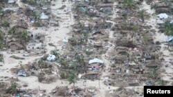 Athari zilizoletwa na kimbunga Kenneth katika Wilaya ya Macomia, Jimbo la Cabo Delgado, Msumbiji, Aprili 27, 2019. 