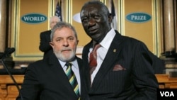 Los ex presidentes de Ghana y Brasil recibieron el Premio Mundial de los Alimentos por sus esfuerzos para luchar contra el hambre en sus países.