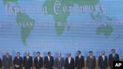 ASEAN countries' Foreign Ministers at the opening of the 45th Association of Southeast Asian Nations Foreign Ministers' Meeting in Phnom Penh, Cambodia, July 9, 2012