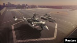 An artist's rendering of the Uber flying taxi concept, May 7, 2018.